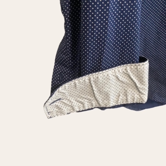 ZARA Man Swiss Dot with Collar shirt in Navy Blue Size L Slim Fit - Picture 3 of 10